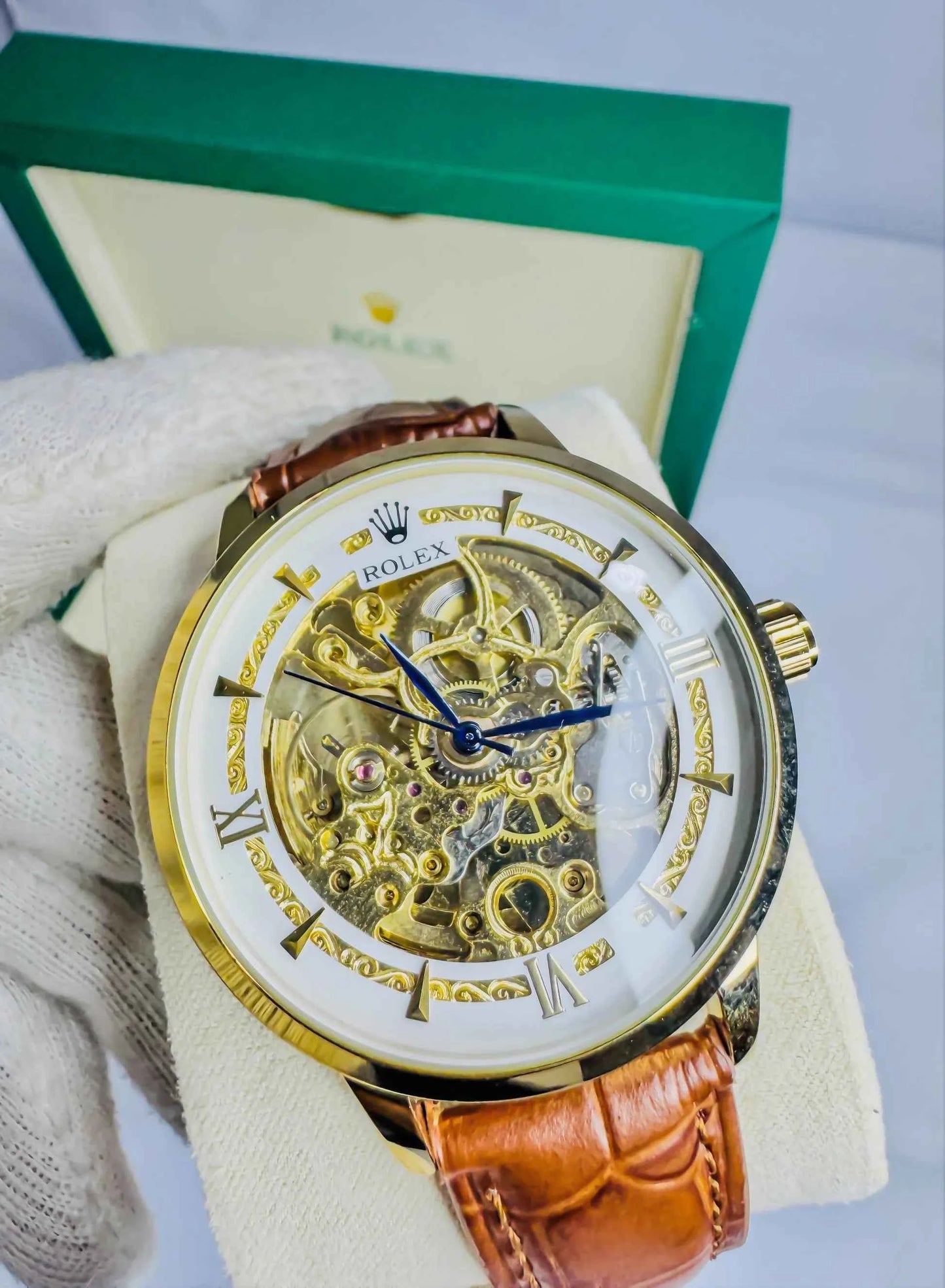 Rolex Automatic Skeleton – Brown Leather Edition