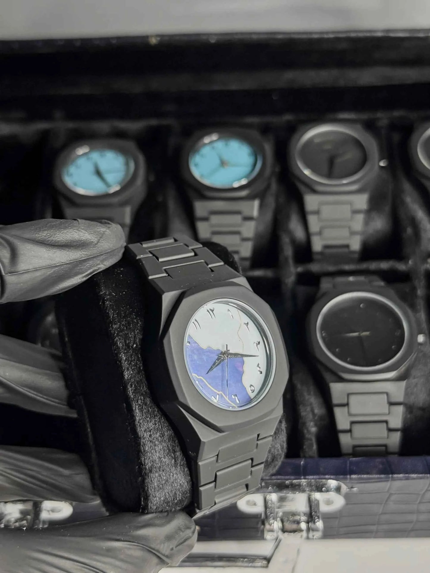 Arabic Aura Watch - Blue & White Dial - with Box