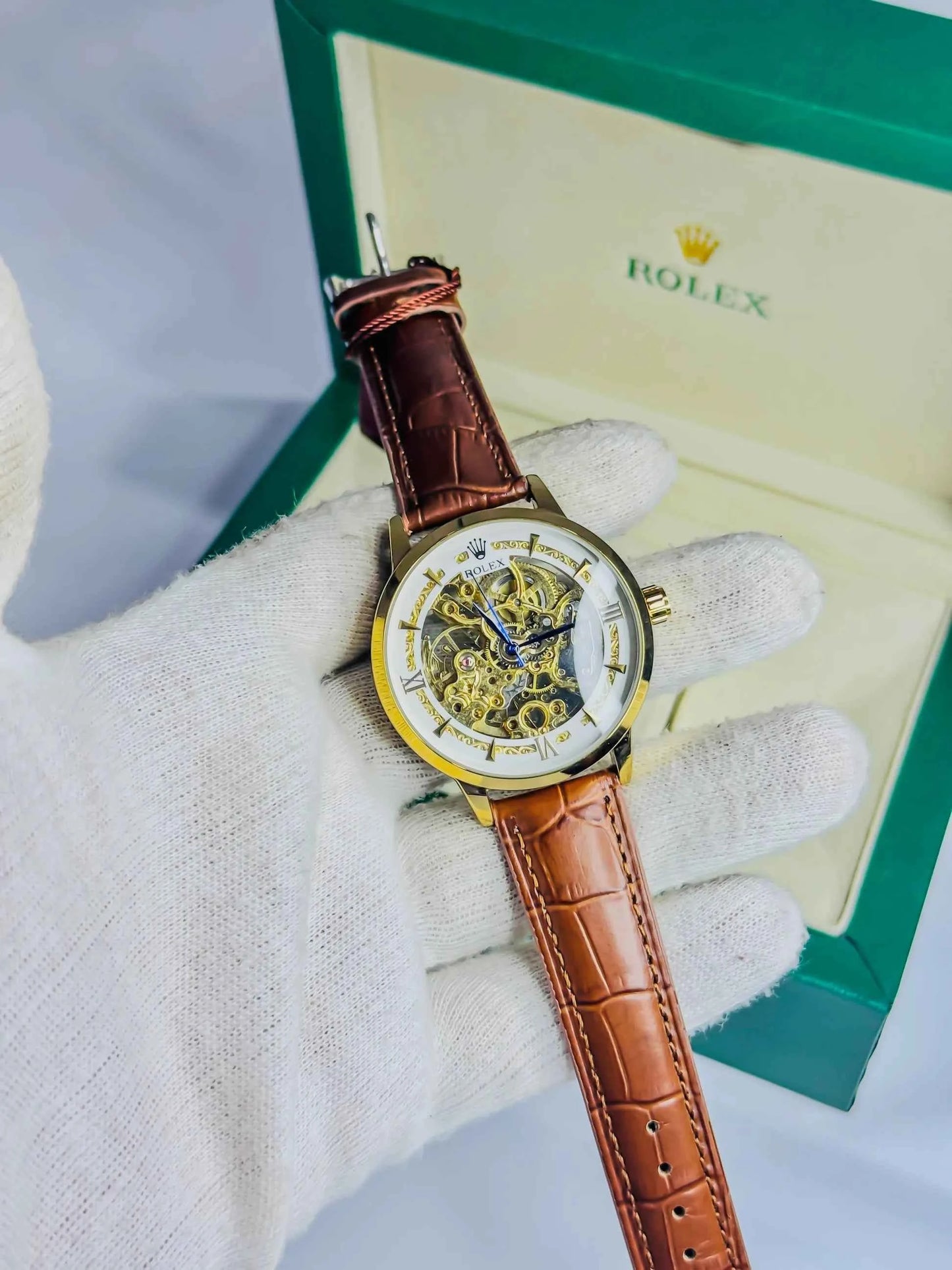 Rolex Automatic Skeleton – Brown Leather Edition