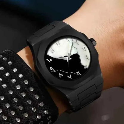 Arabic Aura Watch - Black & White Dial - with Box