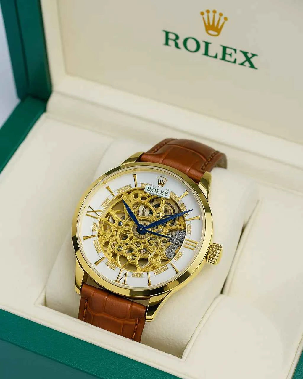 Rolex Automatic Skeleton – Brown Leather Edition