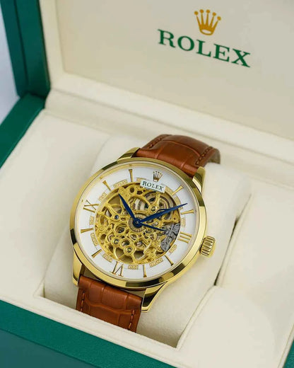 Rolex Automatic Skeleton – Brown Leather Edition