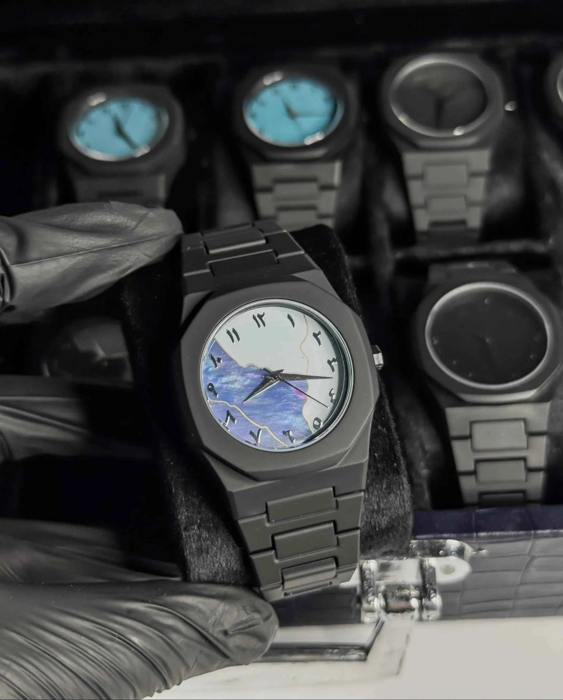 Arabic Aura Watch - Blue & White Dial - with Box