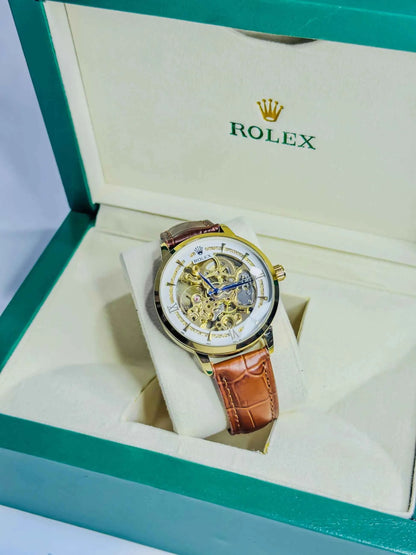 Rolex Automatic Skeleton – Brown Leather Edition
