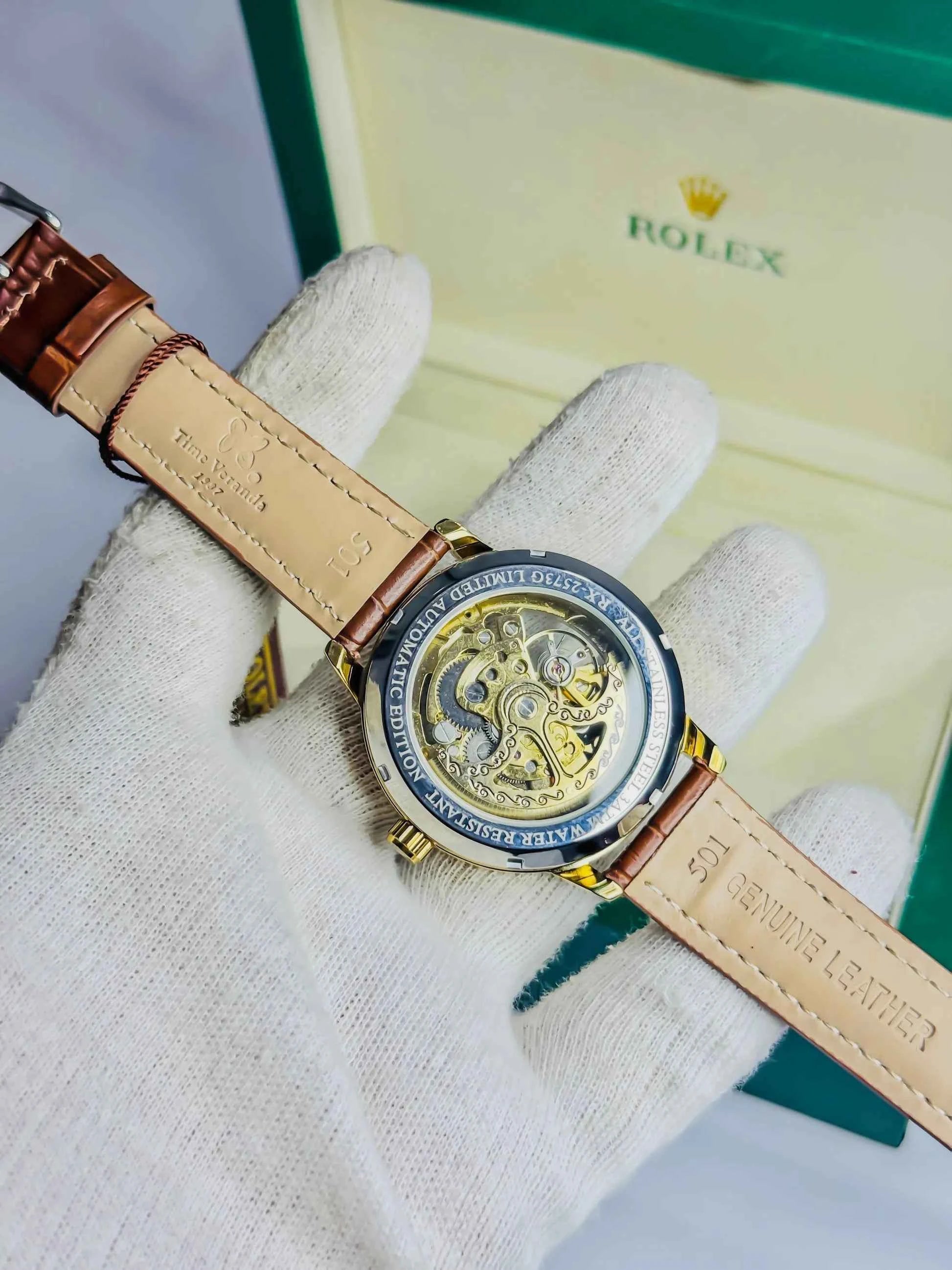 Rolex Automatic Skeleton – Brown Leather Edition