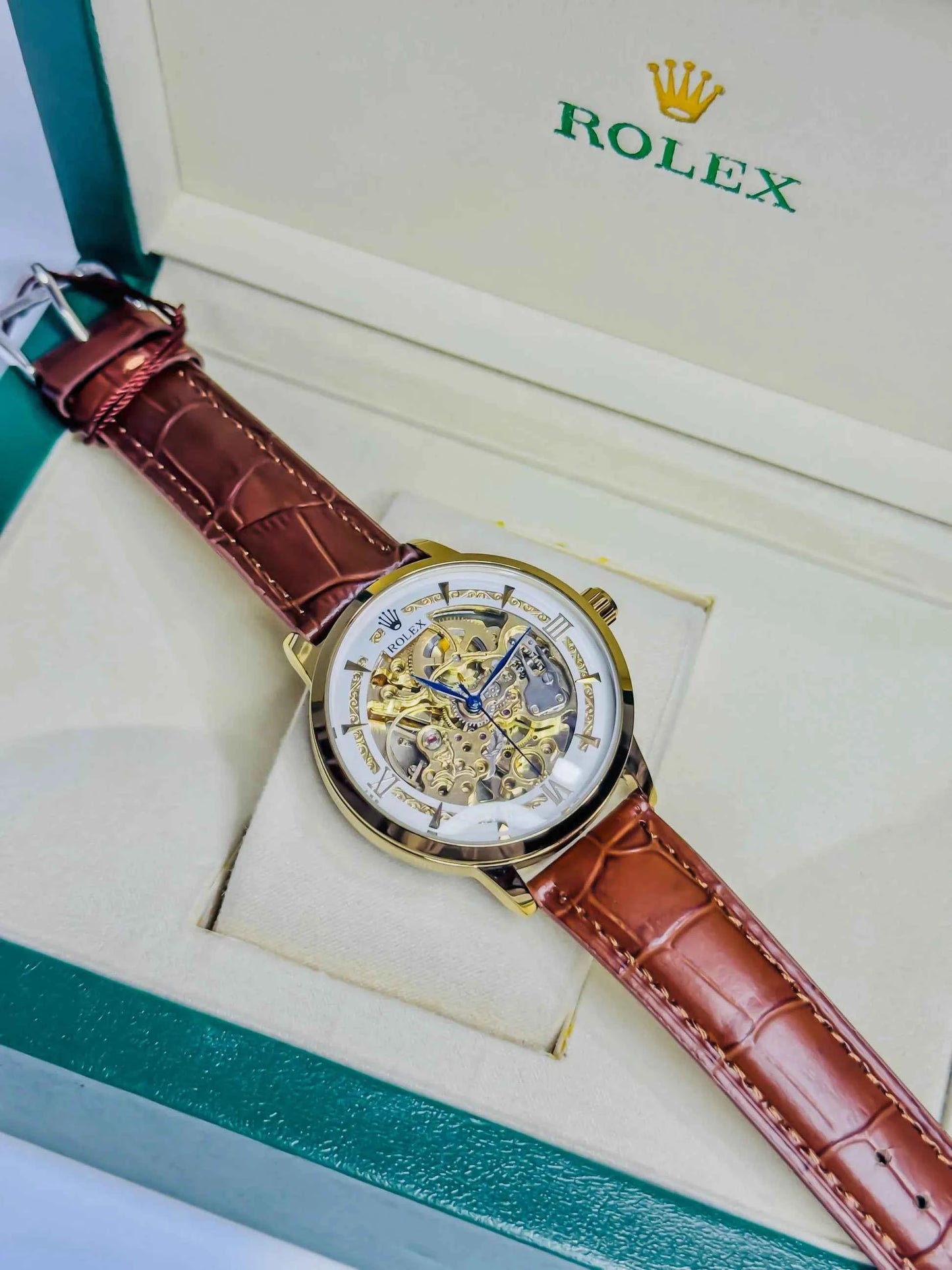 Rolex Automatic Skeleton – Brown Leather Edition